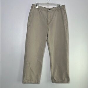 Free People tan/cream cotton button fly cuffed pants size 31